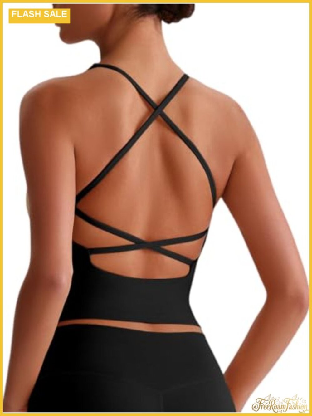 Women's Cross Back Workout Tank Top with Built-In Bra V Neck Longline Yoga